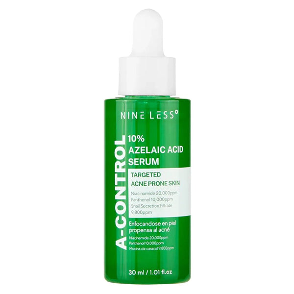 Nine Less A-Control 10% Azelaic Acid Serum bottle on a white background