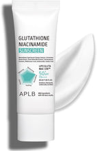 Tube of APLB Glutathione Niacinamide Sunscreen on a white background