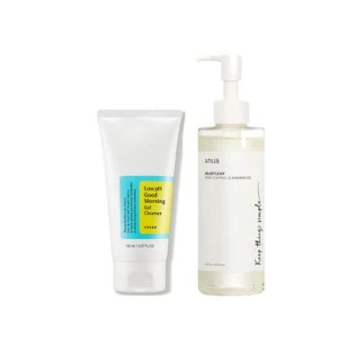 Two skincare products on a white background