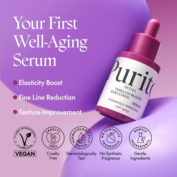 PURITO SEOUL Timeless Bloom Bakuchiol Serum 30ml – Gentle Retinol Alternative for Radiant Skin – 100% Authentic Korean Skincare in UAE | Korean - Skincare Arabia