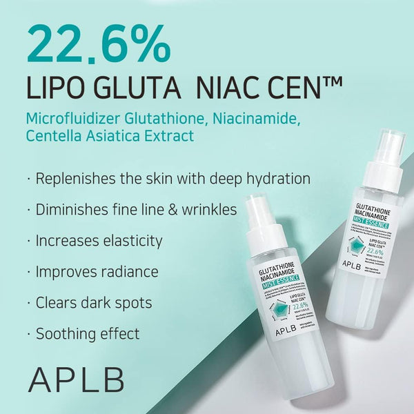 APLB Glutathione Niacinamide Mist Essence 105ml – Korean Essence for Brightening and Hydrating Korean Facial Mist – Korean - Skincare Arabia
